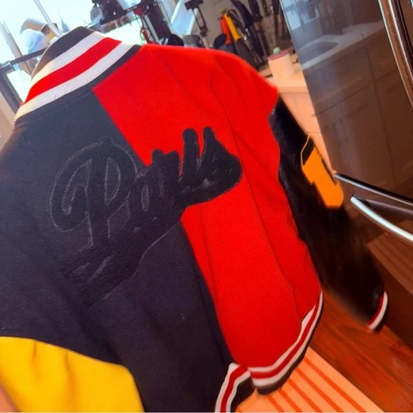 Stylish Varsity Jacket in Red, Black, and Yellow - Picture 5 of 10